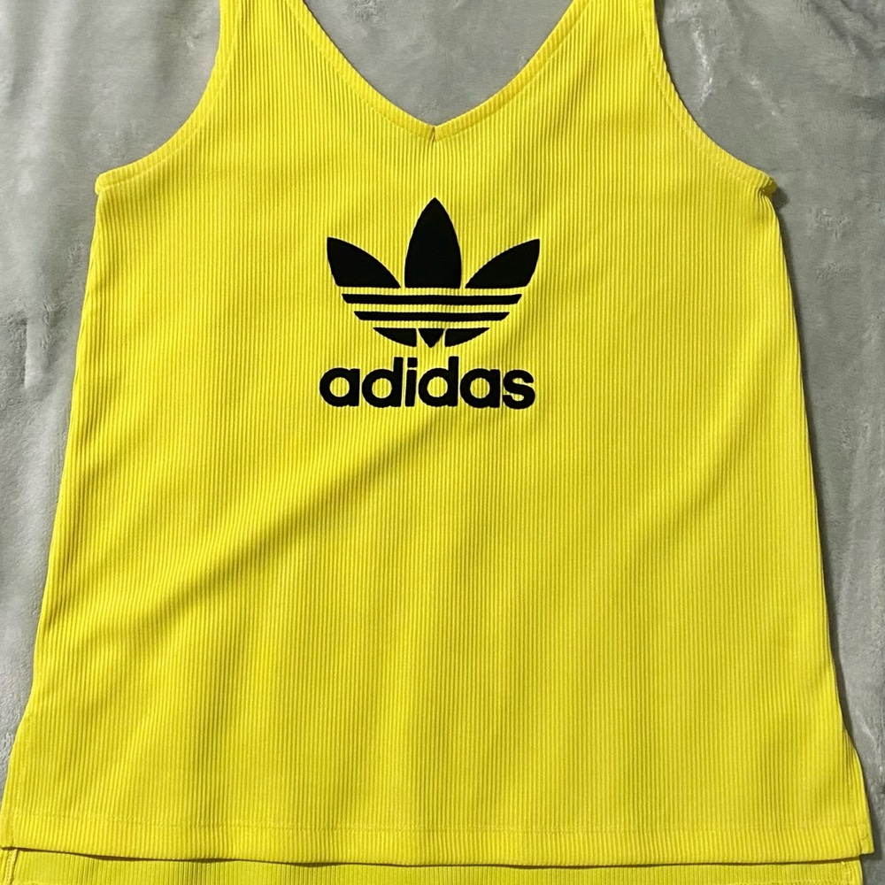 Adidas Vivid Yellow Tank with Black Logo